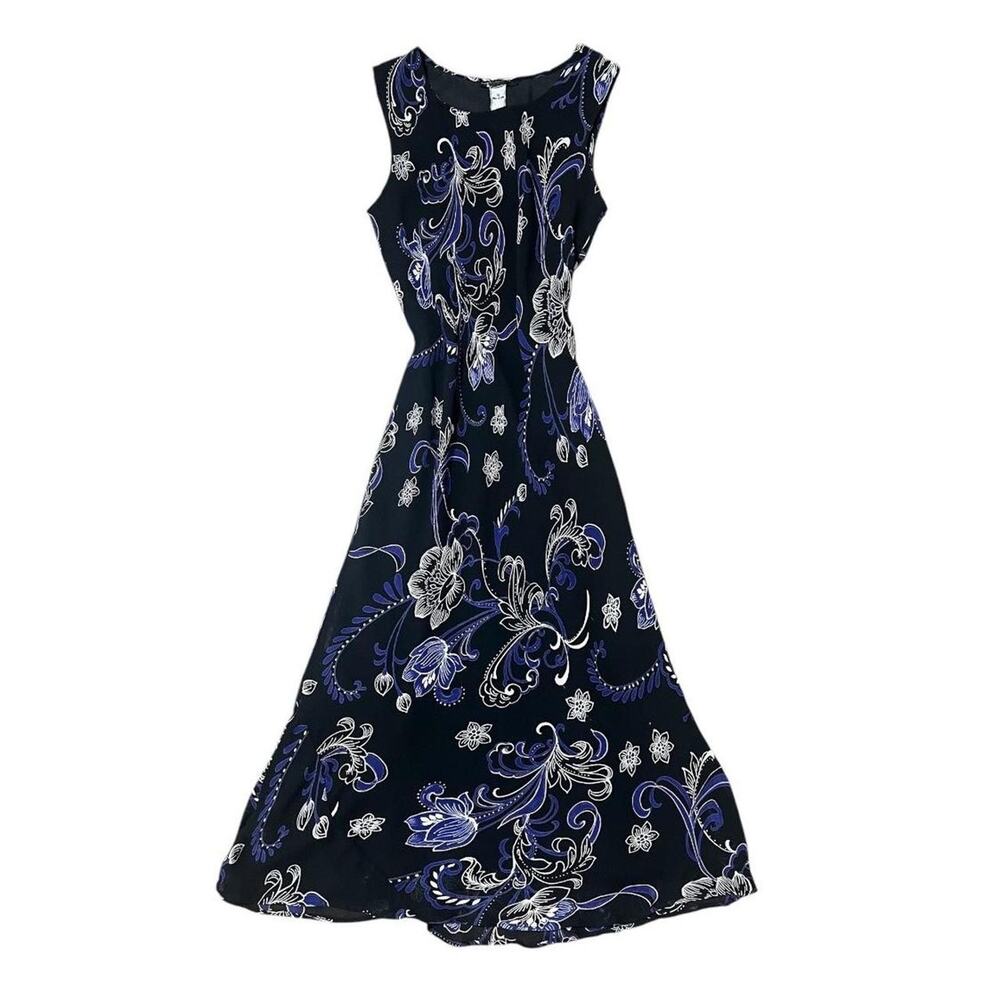 VTG 90s American Angel Black & Purple Whimsical Floral Dark Fairy Slip Dress M/S